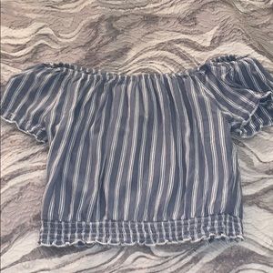 Hollister Striped Off the Shoulder Crop Top